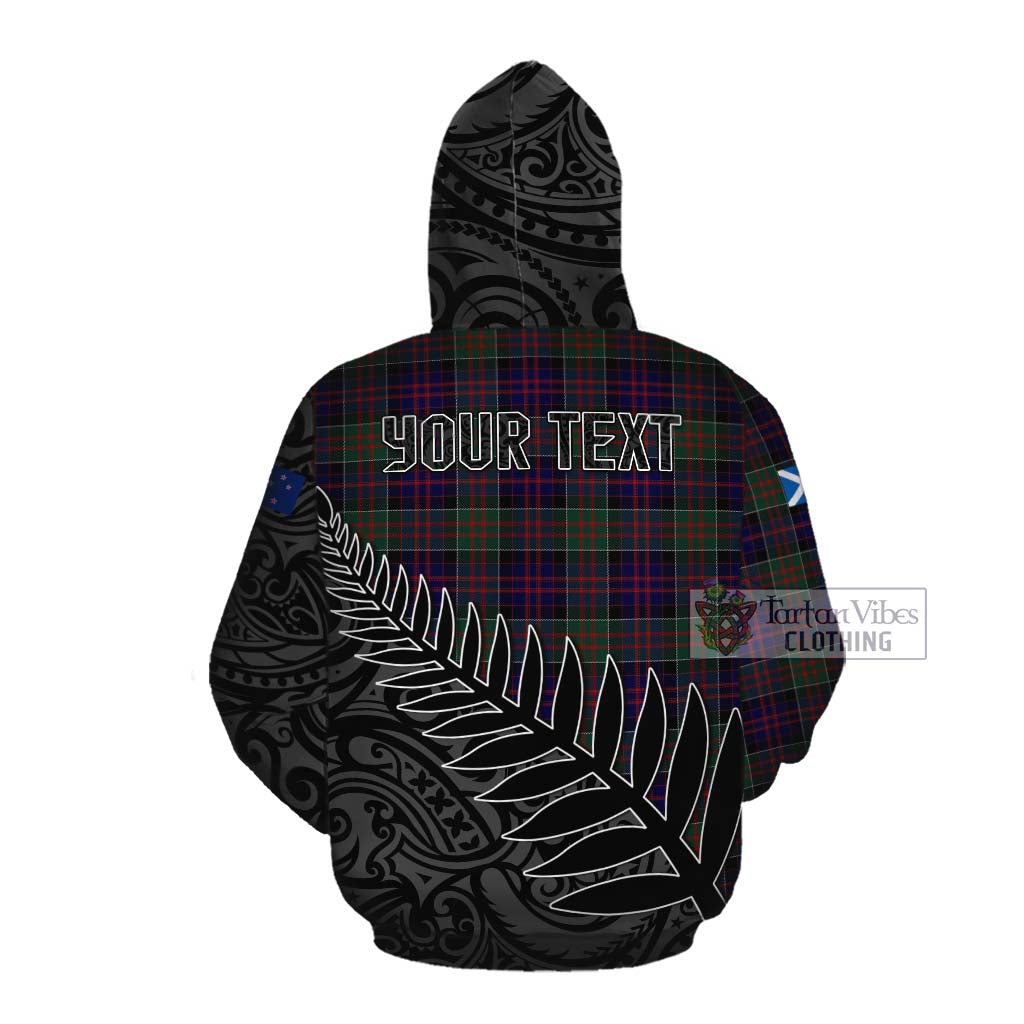 Tartan Vibes Clothing MacDonald (McDonald) of Clanranald Crest Tartan Cotton Hoodie with New Zealand Silver Fern Half Style