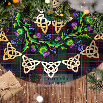 Tartan Vibes Clothing MacDonald (McDonald) of Clanranald Tartan Christmas Tree Skirt with Thistle Celtic Knot Style