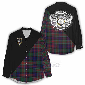 MacDonald (McDonald) of Clanranald Tartan Women's Casual Shirt with Family Crest and Military Logo Style - Tartan Vibes Clothing