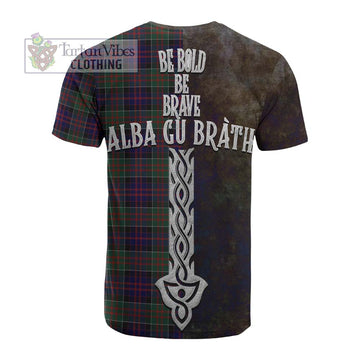 MacDonald (McDonald) of Clanranald Tartan Family Crest Cotton T-shirt Alba Gu Brath Be Brave Lion Ancient Style