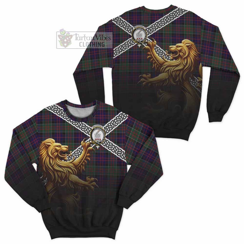MacDonald (McDonald) of Clanranald Crest Tartan Sweatshirt with Golden Lion Emblem Celtic Style - Tartan Vibes Clothing