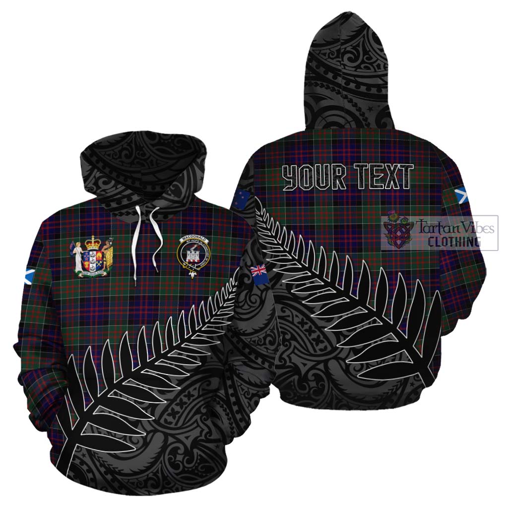 Tartan Vibes Clothing MacDonald (McDonald) of Clanranald Crest Tartan Cotton Hoodie with New Zealand Silver Fern Half Style