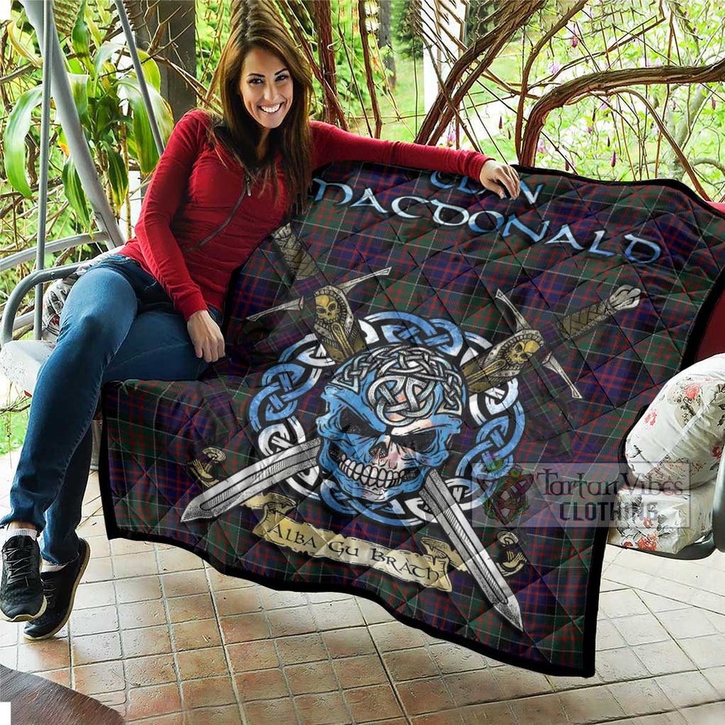 MacDonald (McDonald) of Clanranald Tartan Quilt with Celtic Skull Alba Gu Brath Style - Tartan Vibes Clothing