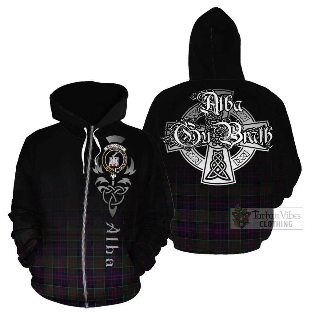 Tartan Vibes Clothing MacDonald (McDonald) of Clanranald Tartan Cotton Hoodie Featuring Alba Gu Brath Family Crest Celtic Inspired