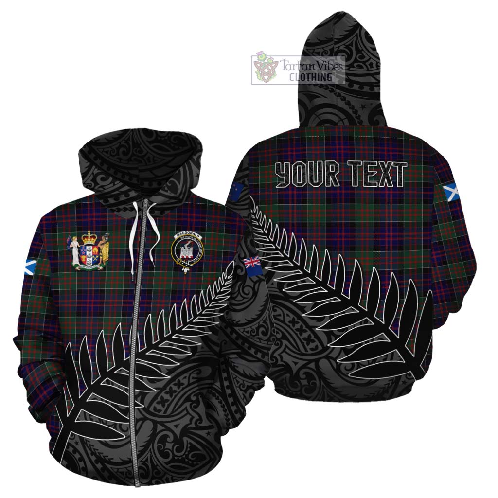Tartan Vibes Clothing MacDonald (McDonald) of Clanranald Crest Tartan Cotton Hoodie with New Zealand Silver Fern Half Style