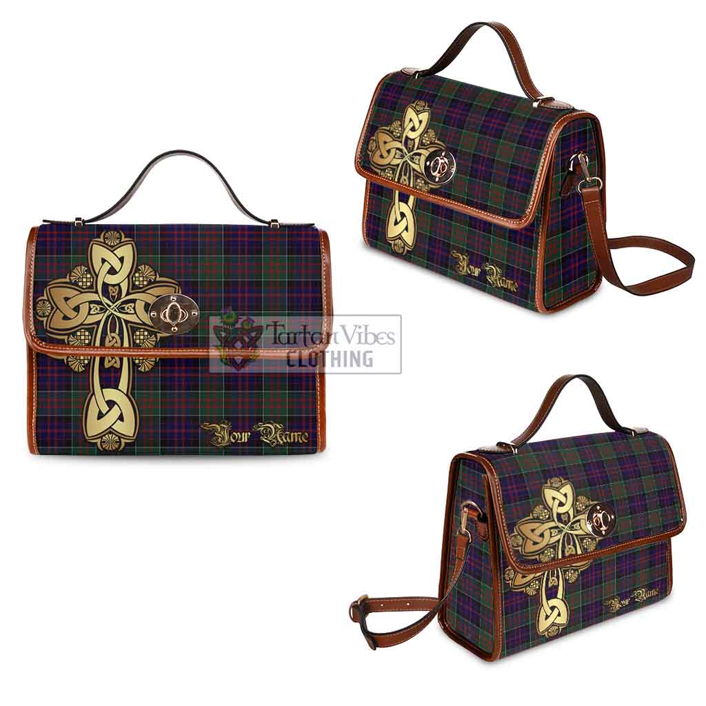 Tartan Vibes Clothing MacDonald (McDonald) of Clanranald Tartan Waterproof Canvas Bag Golden Thistle Celtic Cross Style