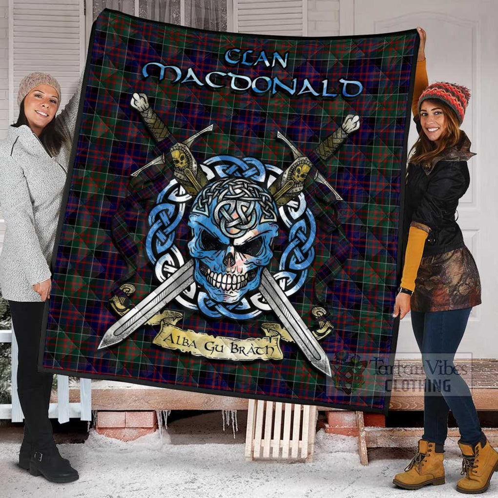 MacDonald (McDonald) of Clanranald Tartan Quilt with Celtic Skull Alba Gu Brath Style - Tartan Vibes Clothing