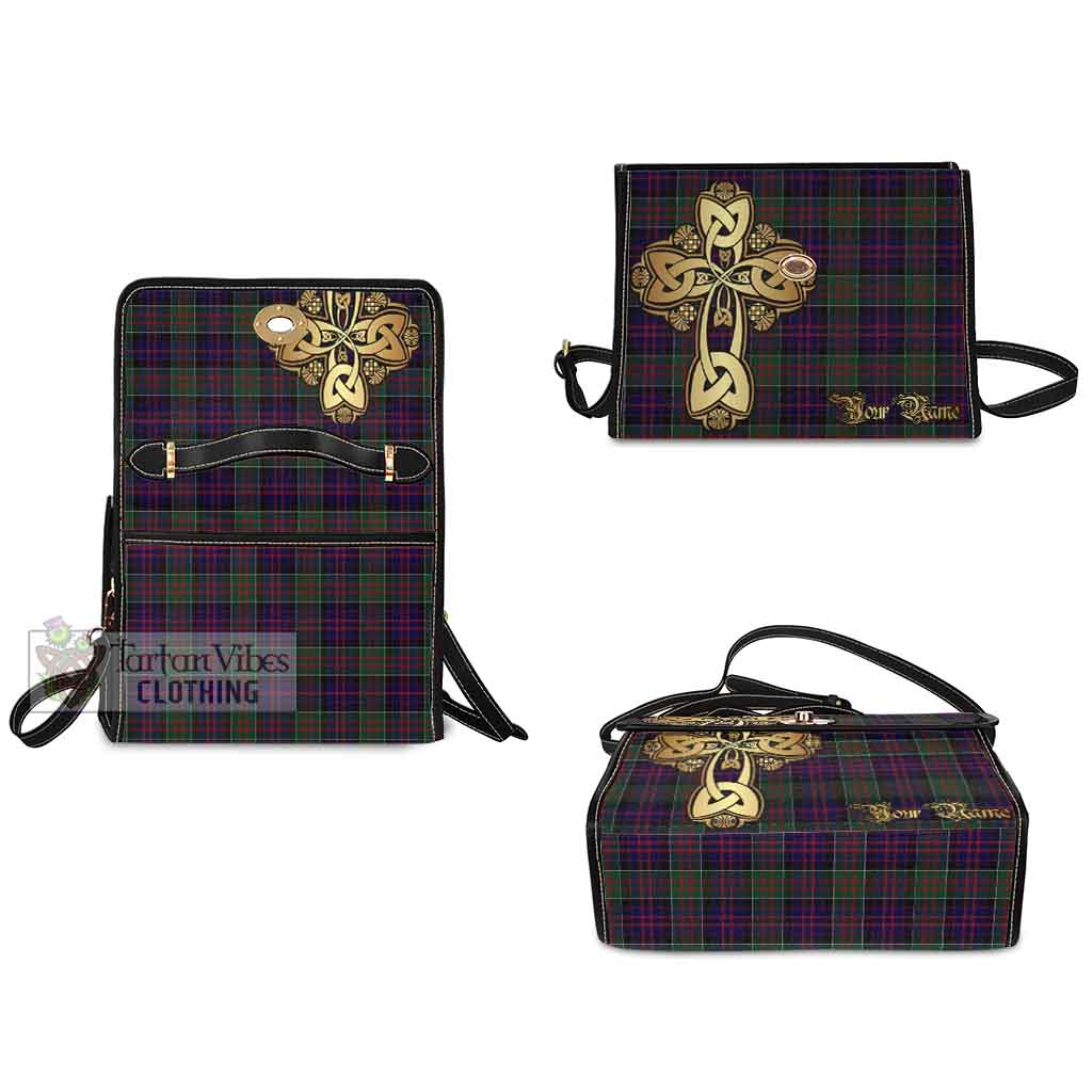 Tartan Vibes Clothing MacDonald (McDonald) of Clanranald Tartan Waterproof Canvas Bag Golden Thistle Celtic Cross Style