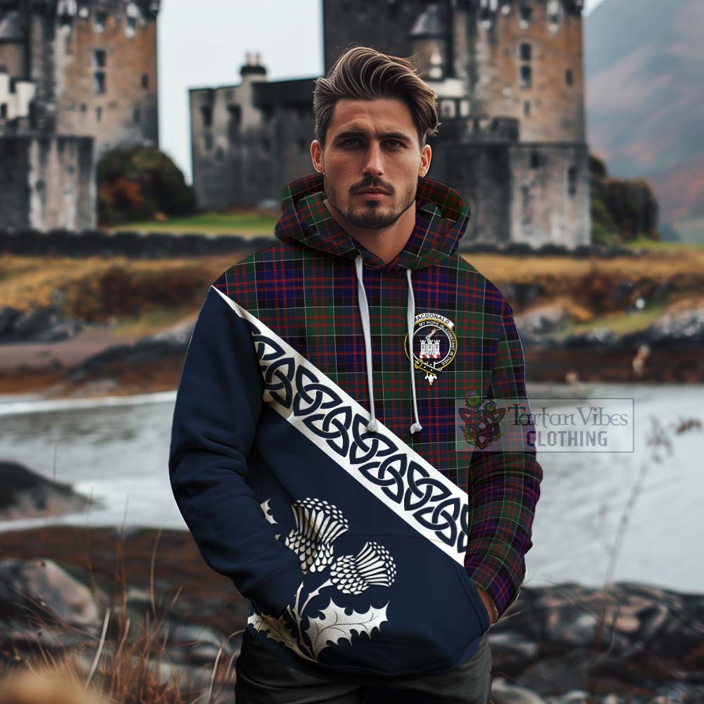 MacDonald (McDonald) of Clanranald Tartan Cotton Hoodie Featuring Thistle and Scotland Map - Tartan Vibes Clothing