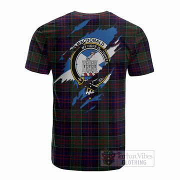 MacDonald (McDonald) of Clanranald Clan Crest In Me Tartan Cotton T-shirt Scotland Flag Style