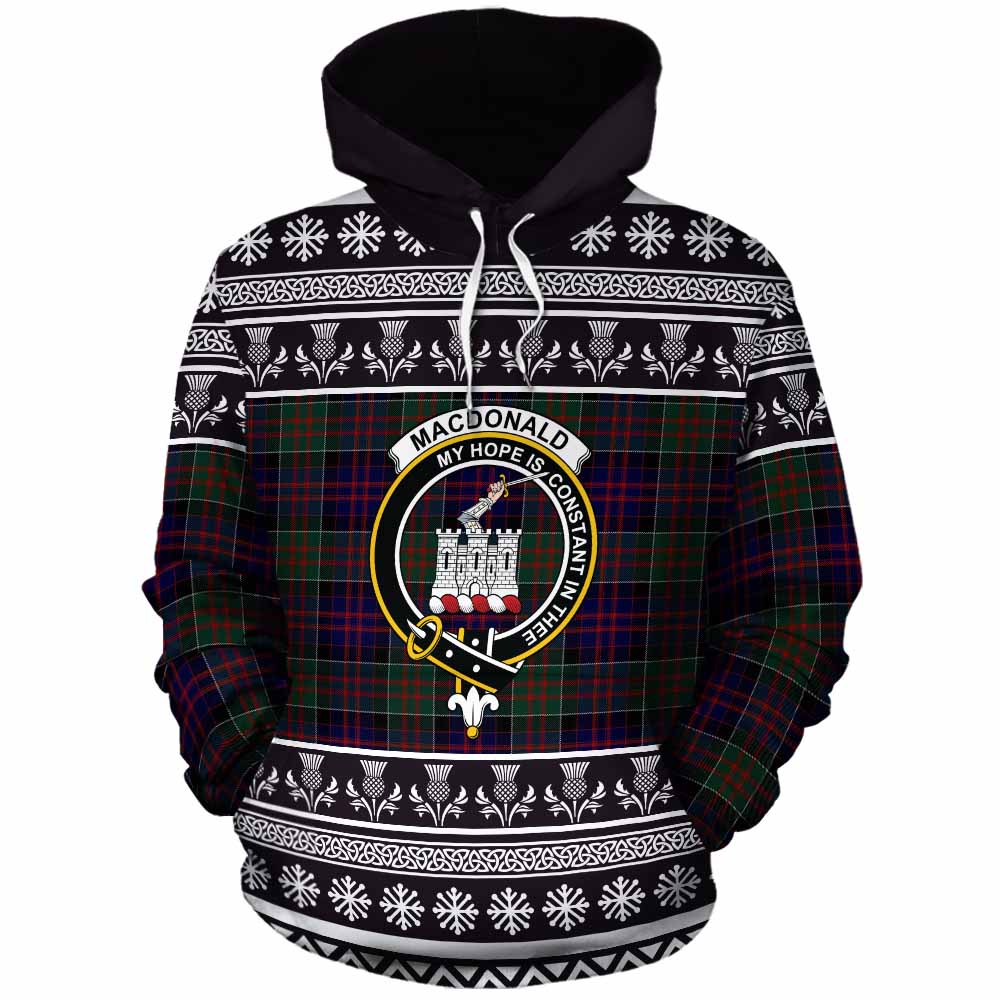 MacDonald (McDonald) of Clanranald Clan Tartan Christmas Cotton Hoodie with Family Crest - Tartan Vibes Clothing