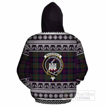 MacDonald (McDonald) of Clanranald Clan Tartan Christmas Cotton Hoodie with Family Crest