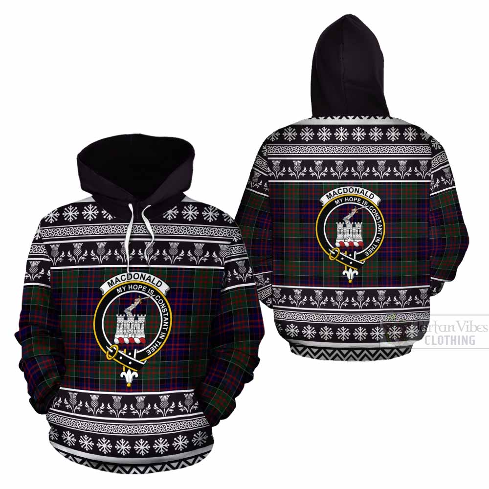 MacDonald (McDonald) of Clanranald Clan Tartan Christmas Cotton Hoodie with Family Crest - Tartan Vibes Clothing