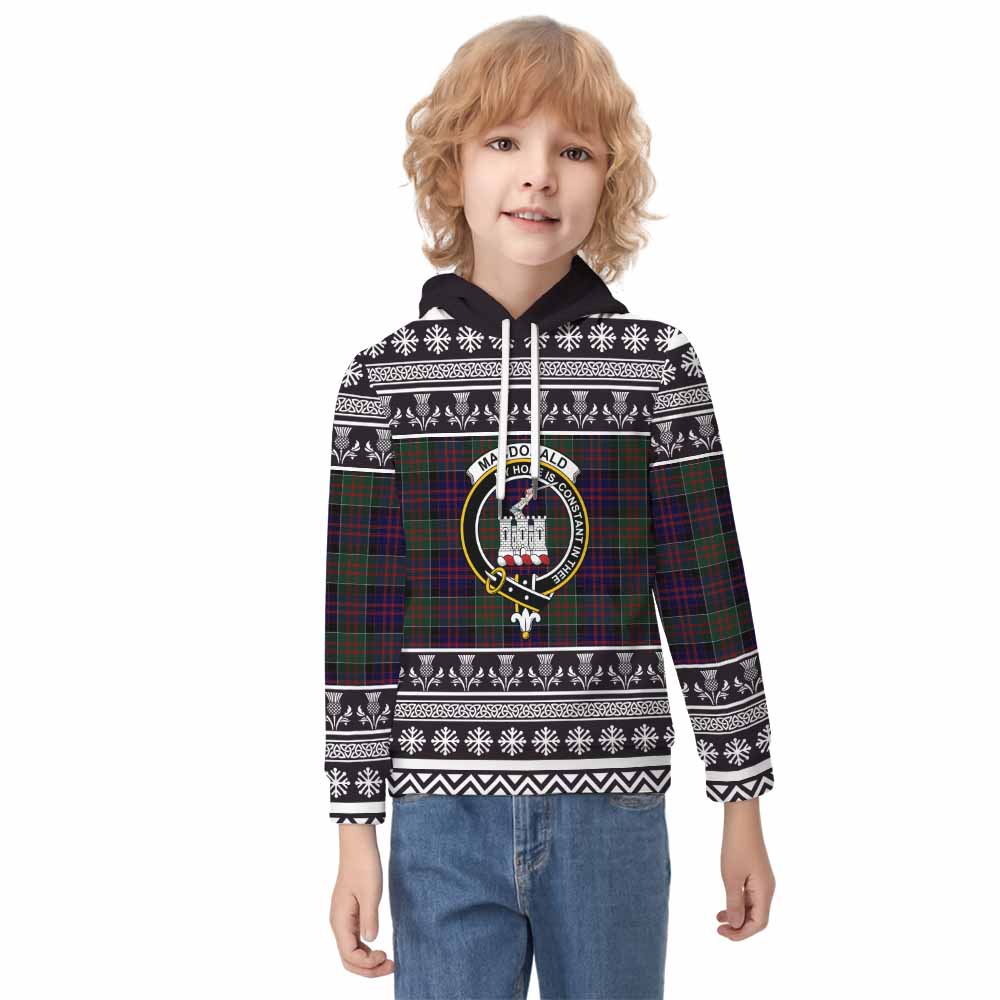 MacDonald (McDonald) of Clanranald Clan Tartan Christmas Kid Hoodie with Family Crest - Tartan Vibes Clothing
