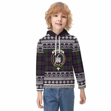 MacDonald (McDonald) of Clanranald Clan Tartan Christmas Kid Hoodie with Family Crest