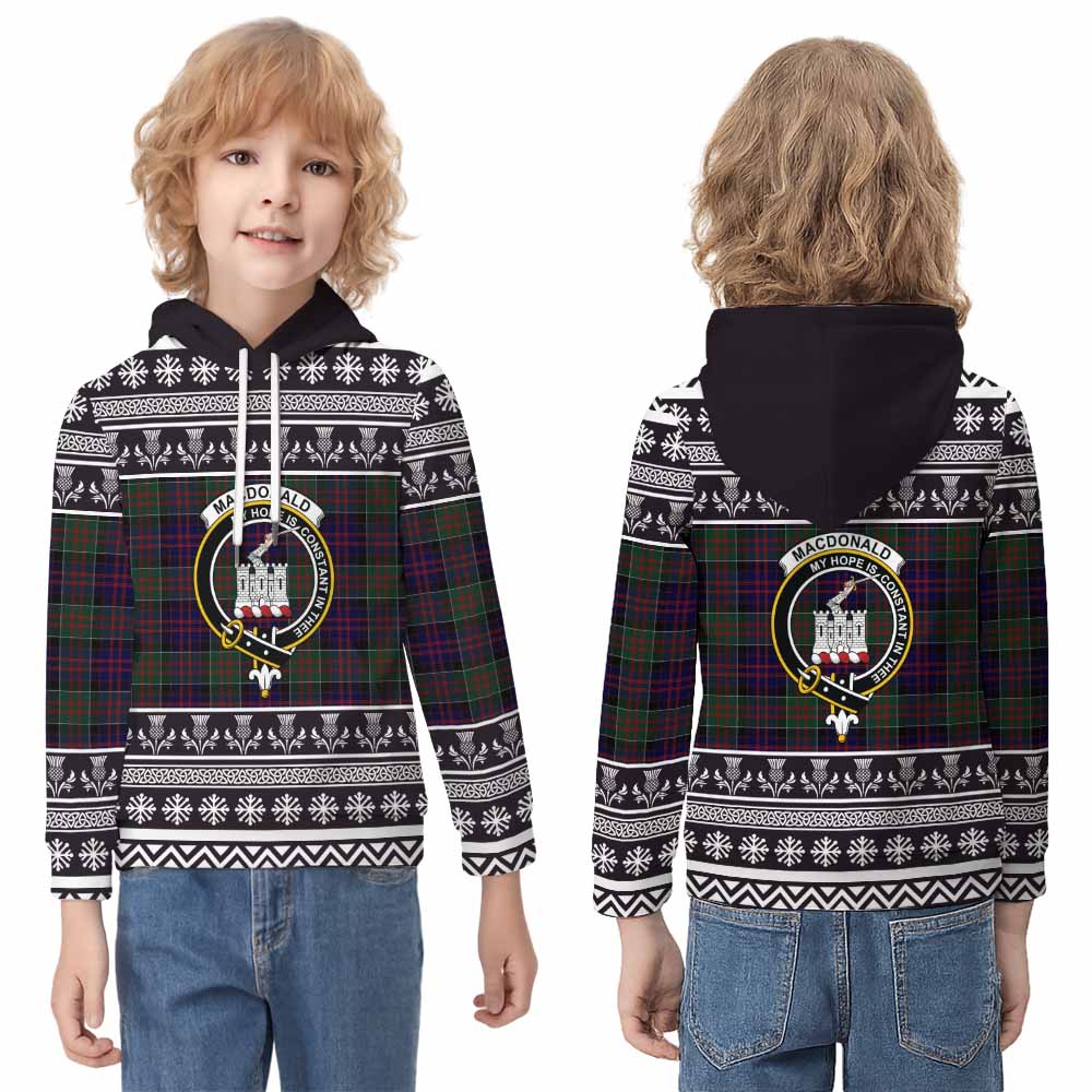 MacDonald (McDonald) of Clanranald Clan Tartan Christmas Kid Hoodie with Family Crest - Tartan Vibes Clothing