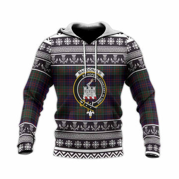 MacDonald (McDonald) of Clanranald Clan Tartan Christmas Knitted Hoodie with Family Crest