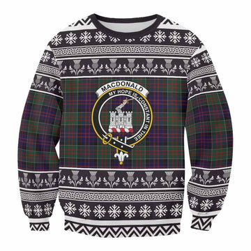 MacDonald (McDonald) of Clanranald Clan Tartan Christmas Sweatshirt with Family Crest