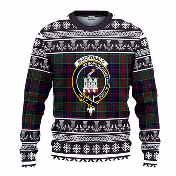 MacDonald (McDonald) of Clanranald Clan Tartan Christmas Ugly Sweater with Family Crest