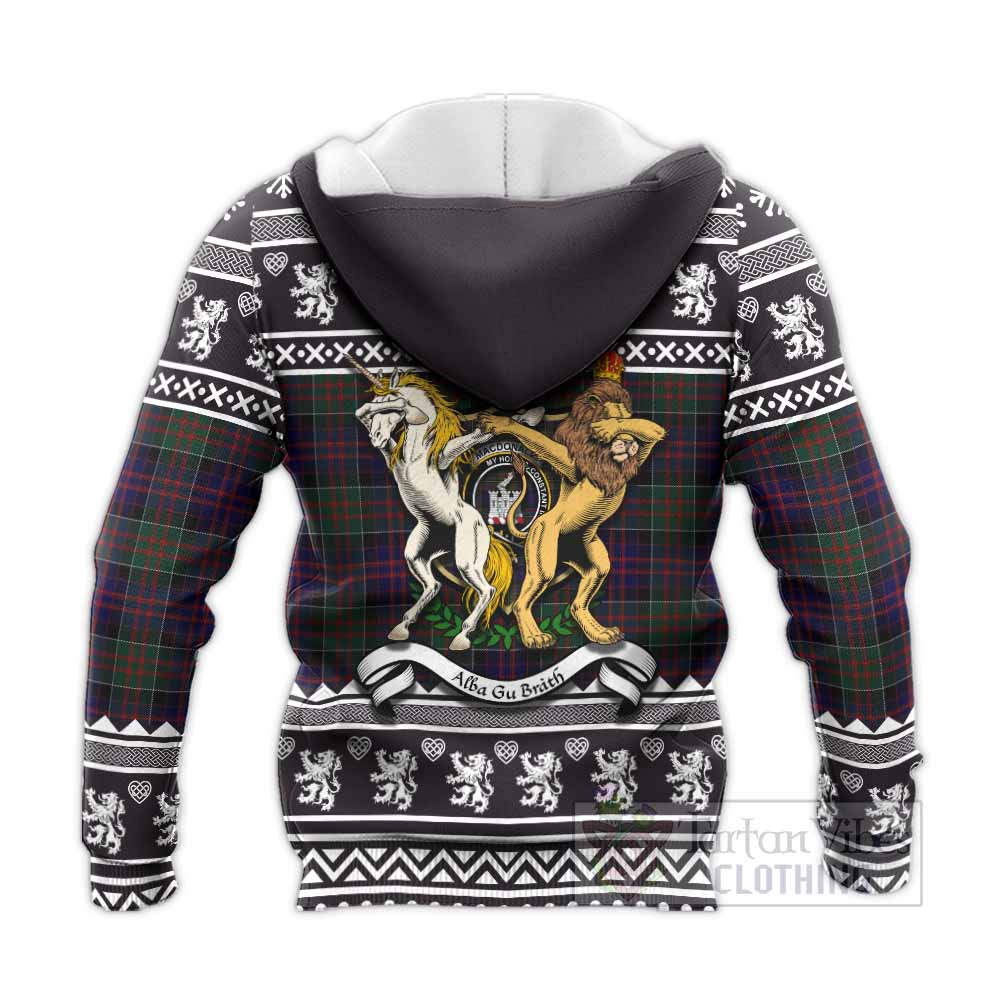 MacDonald (McDonald) of Clanranald Clan Tartan Crest Christmas Knitted Hoodie Coat of Arms Funny Style - Tartan Vibes Clothing