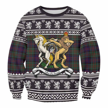 MacDonald (McDonald) of Clanranald Clan Tartan Crest Christmas Sweatshirt Coat of Arms Funny Style