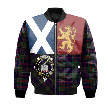 MacDonald (McDonald) of Clanranald Crest Tartan Bomber Jacket with Lion Rampant Saltire Style
