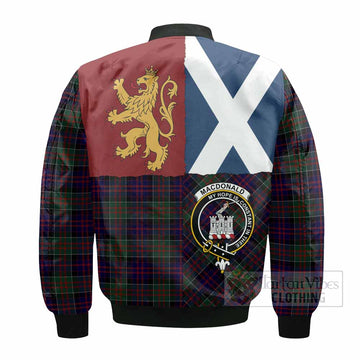 MacDonald (McDonald) of Clanranald Crest Tartan Bomber Jacket with Lion Rampant Saltire Style