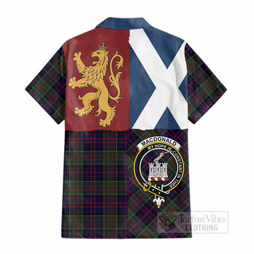 MacDonald (McDonald) of Clanranald Crest Tartan Cotton Hawaiian Shirt with Lion Rampant Saltire Style