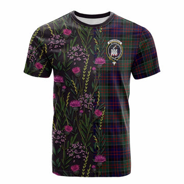 MacDonald (McDonald) of Clanranald Family Crest Tartan Cotton T-shirt Scottish Thistle Flower Pattern Half Style