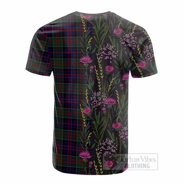 MacDonald (McDonald) of Clanranald Family Crest Tartan Cotton T-shirt Scottish Thistle Flower Pattern Half Style