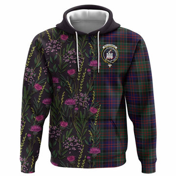 MacDonald (McDonald) of Clanranald Family Crest Tartan Hoodie Scottish Thistle Flower Pattern Half Style - Tartan Vibes Clothing