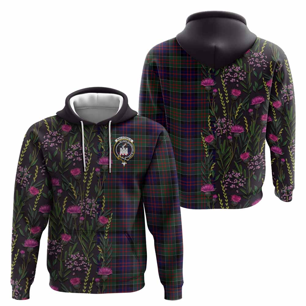 MacDonald (McDonald) of Clanranald Family Crest Tartan Hoodie Scottish Thistle Flower Pattern Half Style - Tartan Vibes Clothing
