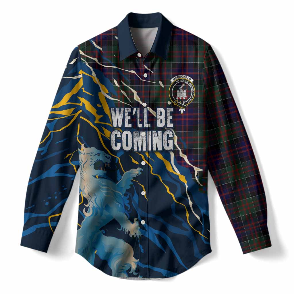 MacDonald (McDonald) of Clanranald Scotland Tartan Women Casual Shirt WC2026 Football - We'll Be Coming