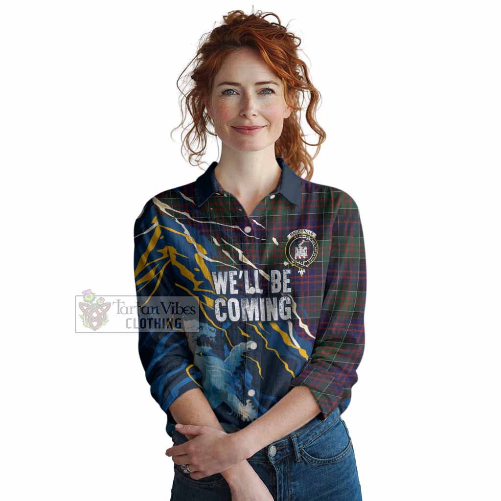 MacDonald (McDonald) of Clanranald Scotland Tartan Women Casual Shirt WC2026 Football - We'll Be Coming