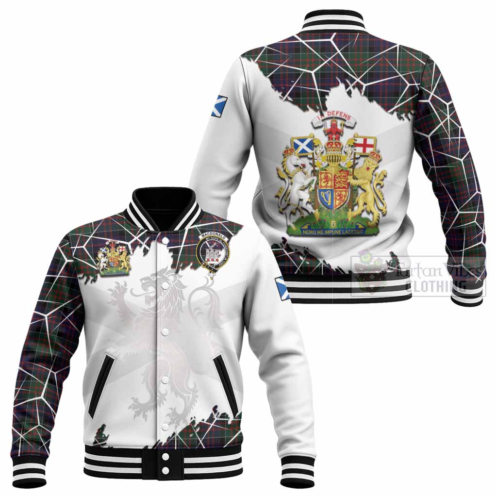 MacDonald (McDonald) of Clanranald Tartan Baseball Jacket with Family Crest and Lion Rampant Grunge Style
