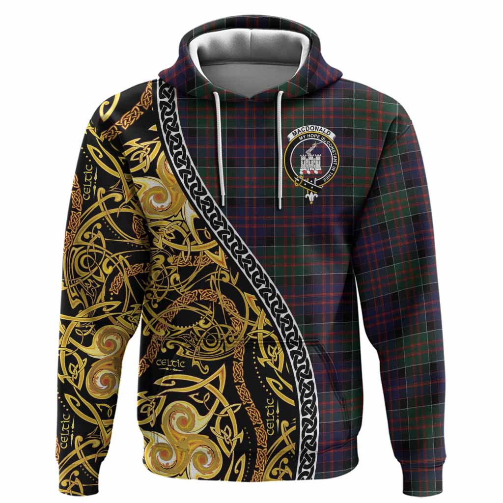 MacDonald (McDonald) of Clanranald Tartan Crest Hoodie Celtic Knot and Triple Trickle Spiral Symbols