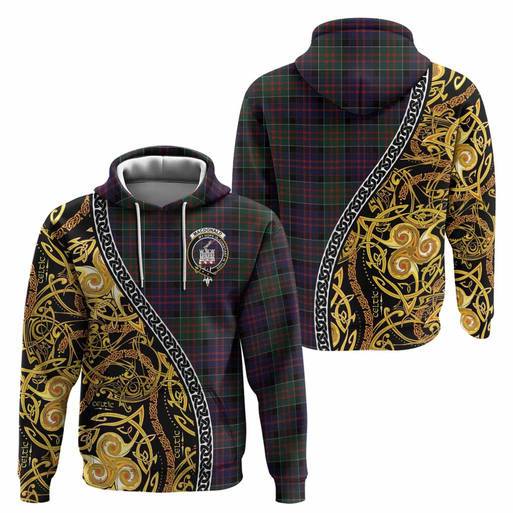 MacDonald (McDonald) of Clanranald Tartan Crest Hoodie Celtic Knot and Triple Trickle Spiral Symbols