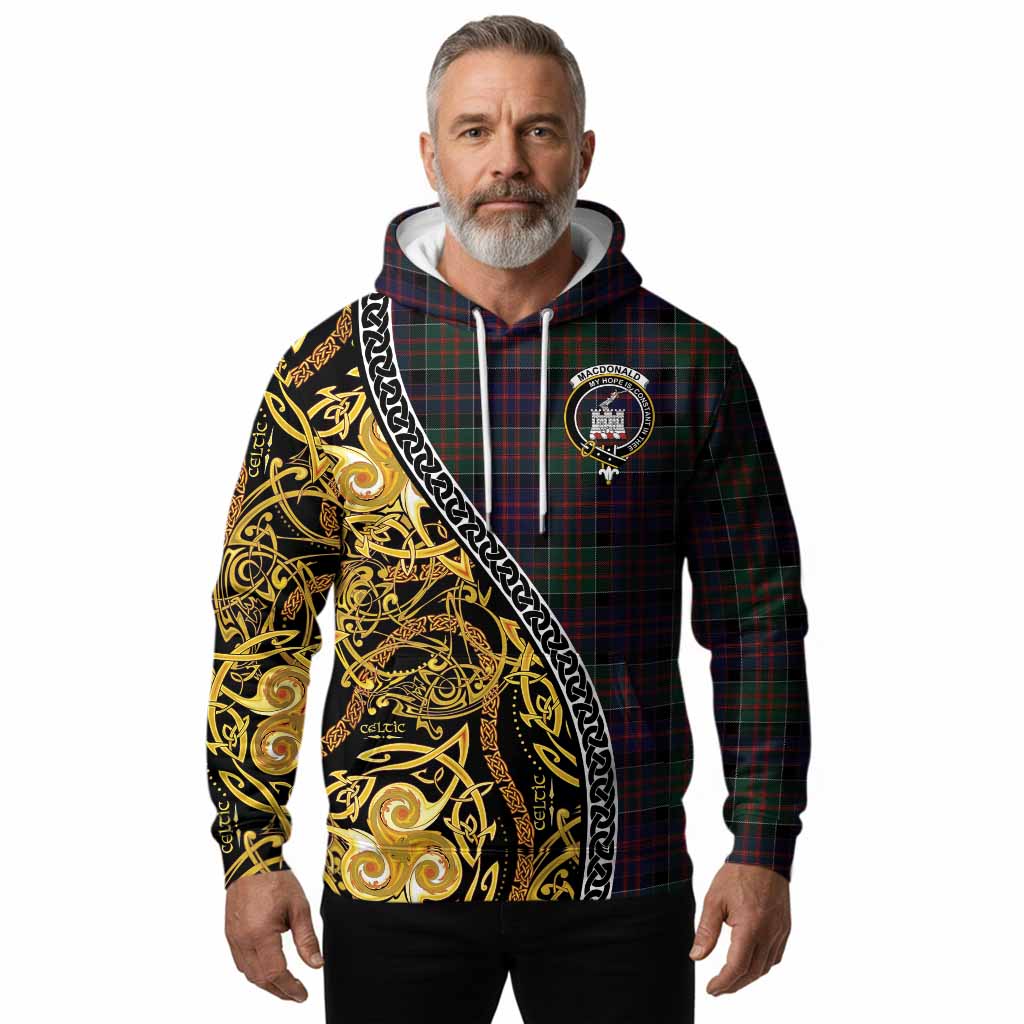 MacDonald (McDonald) of Clanranald Tartan Crest Hoodie Celtic Knot and Triple Trickle Spiral Symbols