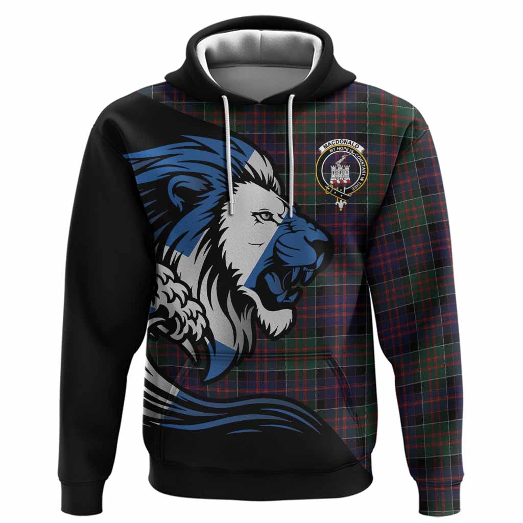 MacDonald (McDonald) of Clanranald Tartan Crest Hoodie Scottish Golden Lions Wave Flow