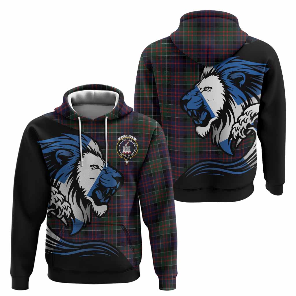 MacDonald (McDonald) of Clanranald Tartan Crest Hoodie Scottish Golden Lions Wave Flow