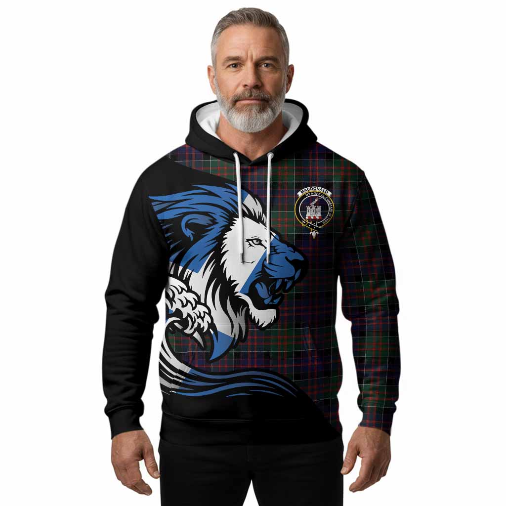 MacDonald (McDonald) of Clanranald Tartan Crest Hoodie Scottish Golden Lions Wave Flow