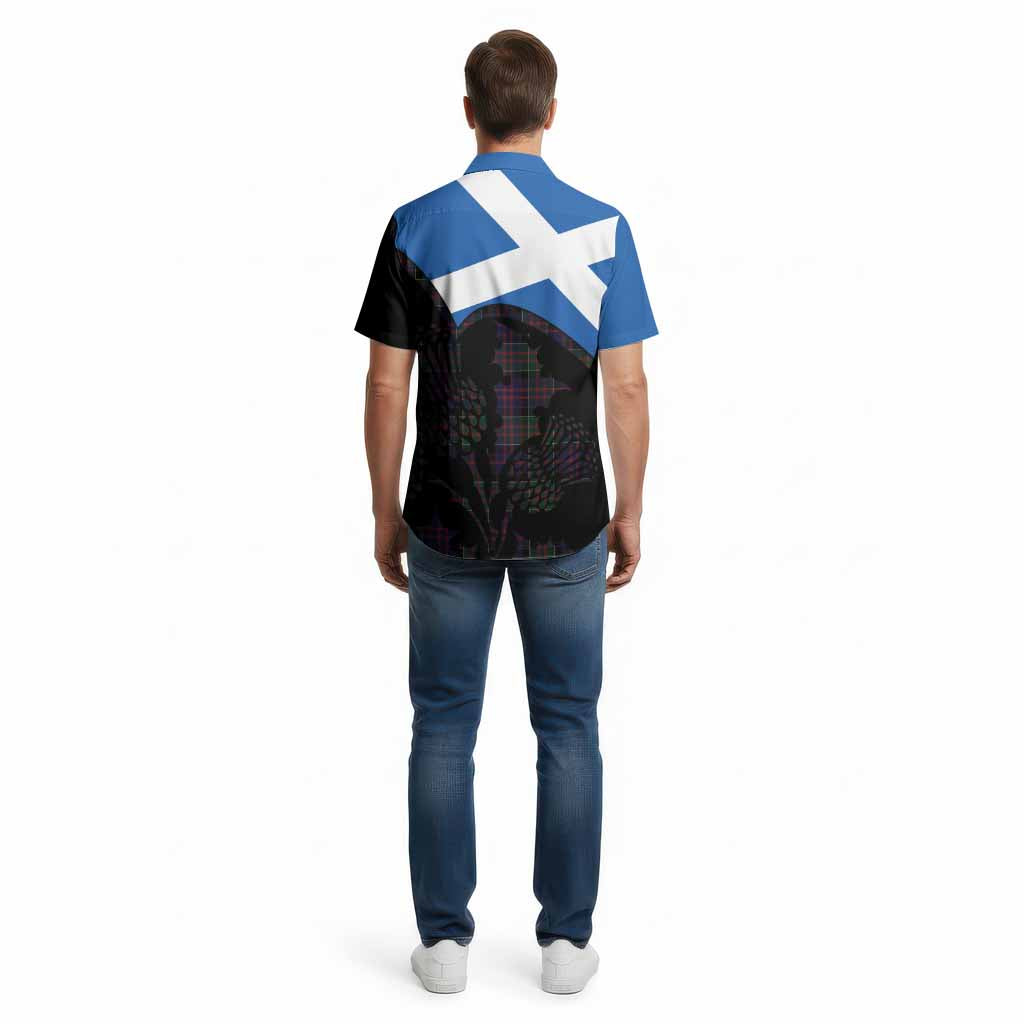 MacDonald (McDonald) of Clanranald Tartan Family Crest Cotton Hawaiian Shirt Scotland Thistle Floral Flag Style