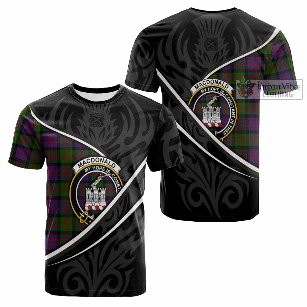 MacDonald (McDonald) of Clanranald Tartan Family Crest Cotton T-shirt Celtic Scottish Thistle Floral - Tartan Vibes Clothing