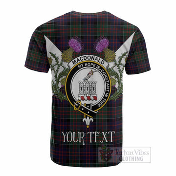 MacDonald (McDonald) of Clanranald Tartan Family Crest Cotton T-shirt Scottish Burns Night Thistle Floral