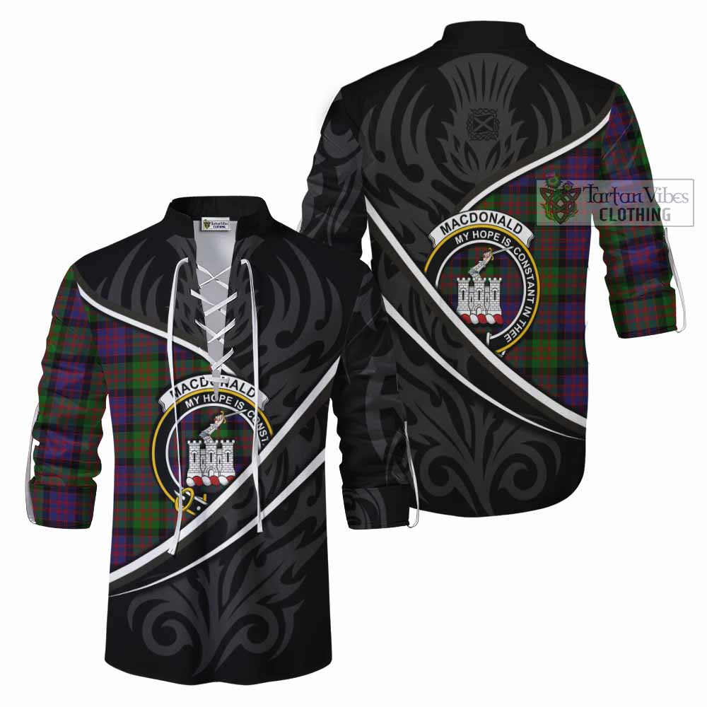 MacDonald (McDonald) of Clanranald Tartan Family Crest Ghillie Kilt Shirt Celtic Scottish Thistle Floral - Tartan Vibes Clothing