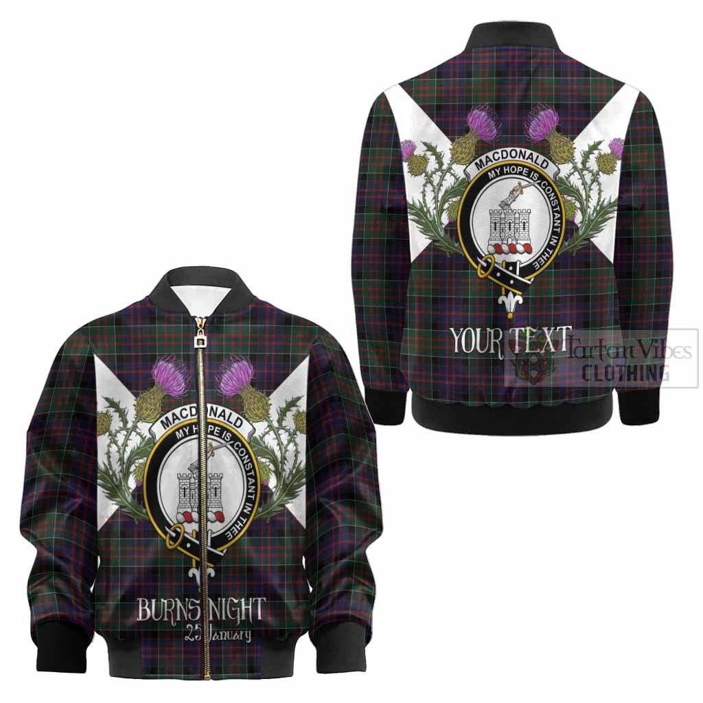 MacDonald (McDonald) of Clanranald Tartan Family Crest Kid Bomber Jacket Scottish Burns Night Thistle Floral
