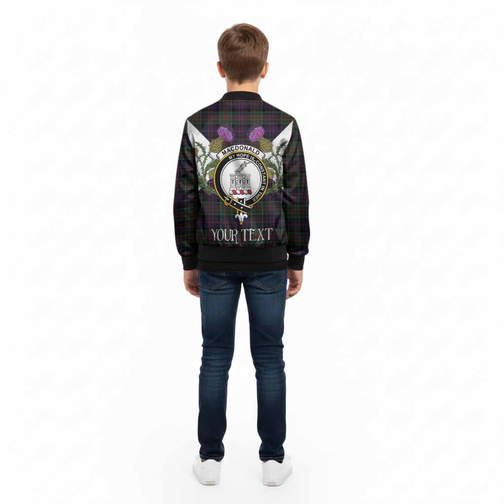MacDonald (McDonald) of Clanranald Tartan Family Crest Kid Bomber Jacket Scottish Burns Night Thistle Floral