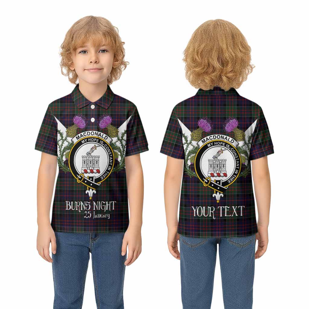 MacDonald (McDonald) of Clanranald Tartan Family Crest Kid Polo Shirt Scottish Burns Night Thistle Floral