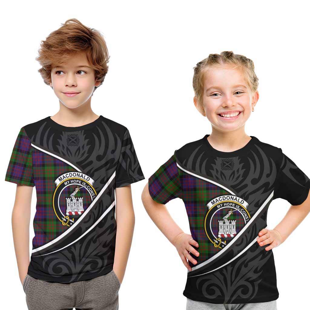 MacDonald (McDonald) of Clanranald Tartan Family Crest Kid T-shirt Celtic Scottish Thistle Floral - Tartan Vibes Clothing