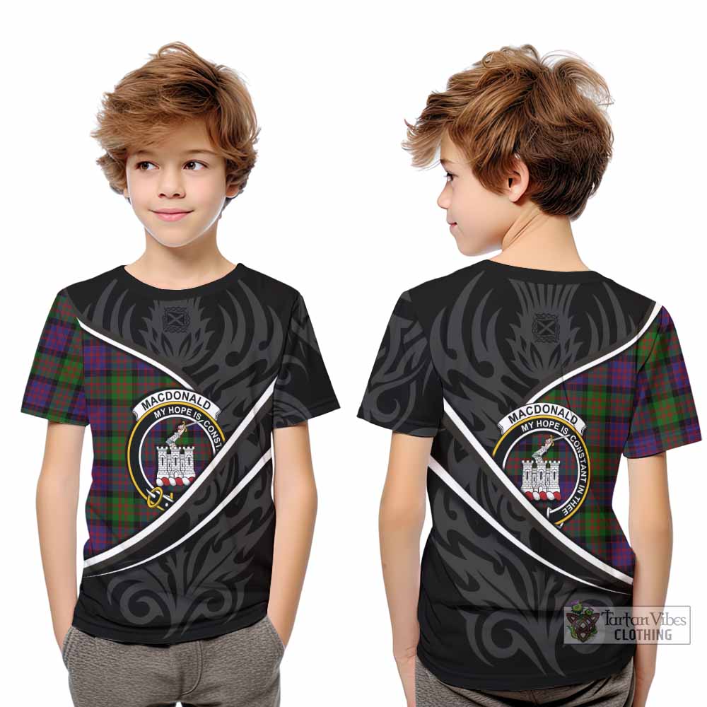 MacDonald (McDonald) of Clanranald Tartan Family Crest Kid T-shirt Celtic Scottish Thistle Floral - Tartan Vibes Clothing